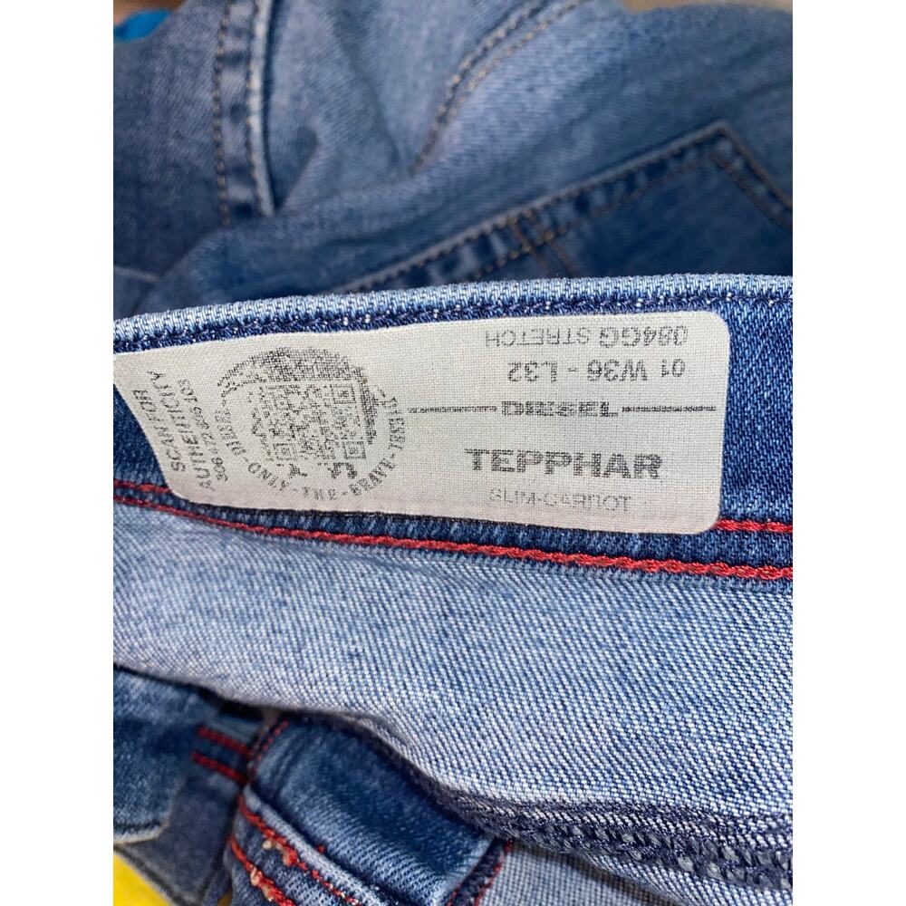 Diesel Teppher Slim Carrot Mens Jeans 36X32 - Picture 9 of 9